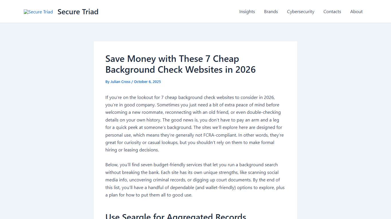 TOP 7 Cheap Background Check Websites in 2026 | Secure Triad